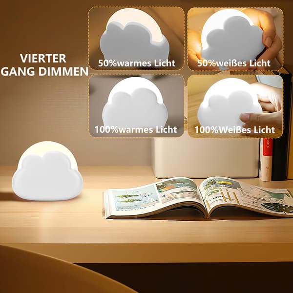 Cloud USB Genopladelig Sengelampe Natlampe - Hvid