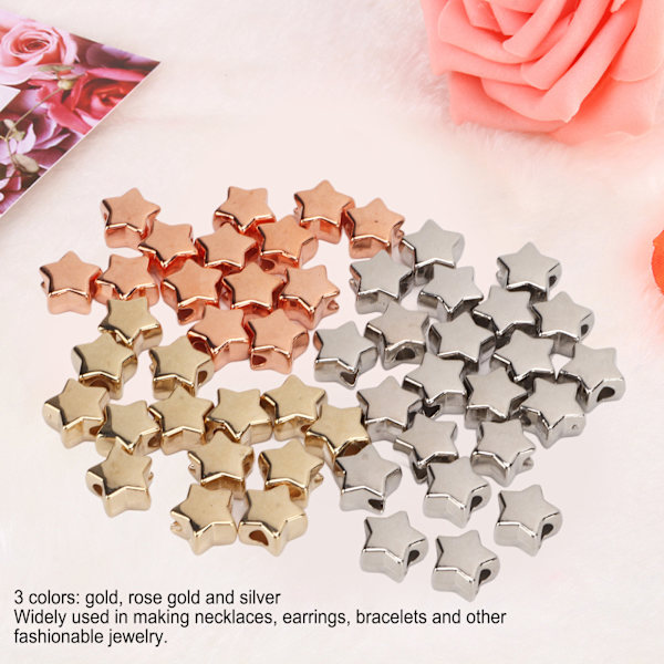 50 st smyckestillverknings pärlor stjärnformade ca 0,5 diameter 3 färger hållbar plast allmänt använda plast distanspärlor