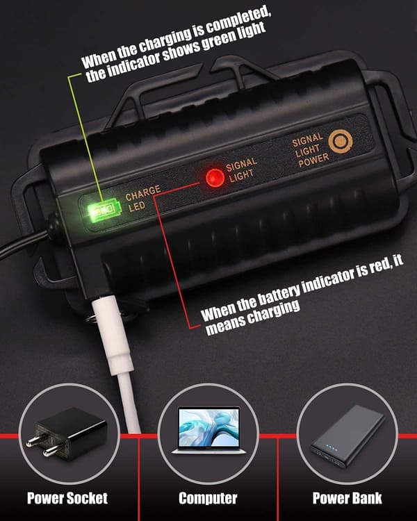 Laderbar hodelykt, Super Lumen 18000, 8 LED-lysmoduser, P