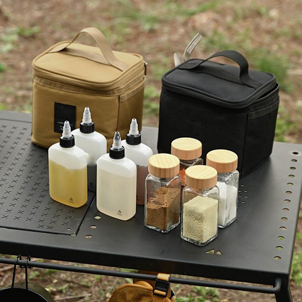 Camping kryddflaska kit utomhus picknick kryddbehållare förseglad krydda krydda krydda dispenser Khaki
