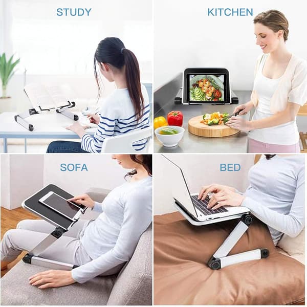 Justerbart bokstöd med hopfällbar design, stöder tunga böcker och bärbara datorer, ergonomisk design för bekväma lässessioner, multifunktionell användning för