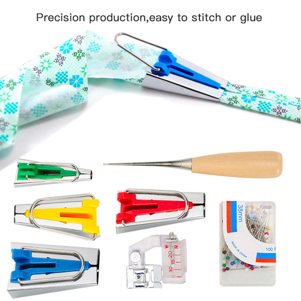 Bindningsverktyg Tyg Snedställningsbandtillverkare Quiltpressarfot Binderfot Sy DIY4 Bindningsverktyg Set