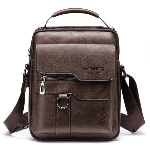 Axelväska PU-läder herr axelväska sidoficka axelväska vintage axelväska mobiltelefonväska messenger bag axelväska herr väska, brun