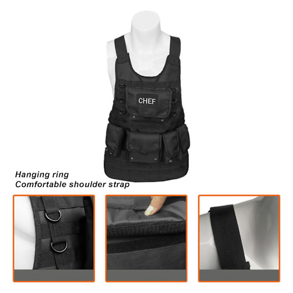 Molle Canvas Förkläde BBQ Grill Kock Förkläde Utomhus Camping Verktyg Förkläde med Förvaringsfickor