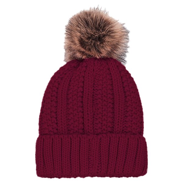 Unisex vintermössa | bobble hatt | Fleecefodrad mössa, vinröd