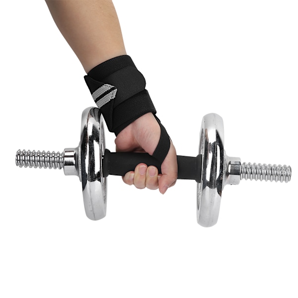 2 st viktlyftning handledsskydd tumstöd remmar gym lindning handledsstöd (svart&grå)