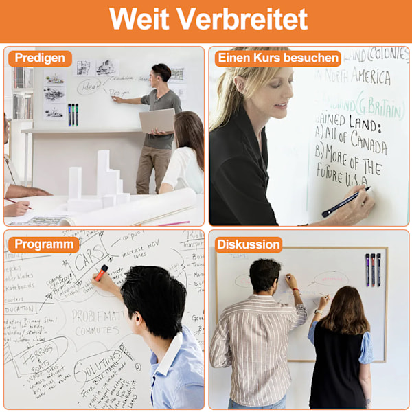 Whiteboard-markör, 8 färger magnetiska whiteboard-pennor med svamp rund spets 1-2 mm torr radera kritmarkör för hem skola kontor
