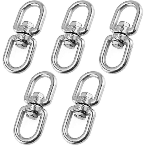 M6 Dubbelsidig Svängbar Ring, 304 Rostfritt Stål Svängbar Ring, Sandsäck Hundkedja Sväng, Hängande Gunga (5-pack)