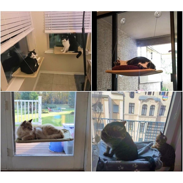 Kattfönsterhängmatta för panoramautsikt, högkvalitativa material säkerställer sugkoppsfästets hållbarhet, lättrengjord bekväm kattsäng med