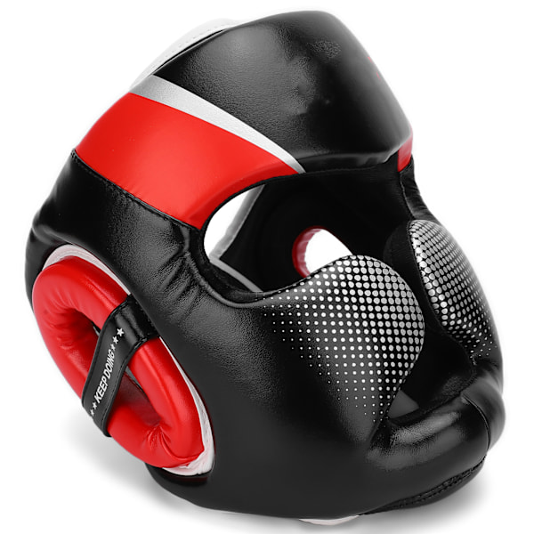 Boxningshjälm Ansiktsskydd Tjock Sanda Fighting Muay Thai Vuxen Träningsutrustning L Röd