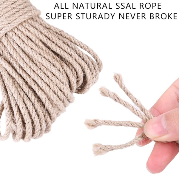 Sisalrep för DIY, tjock naturlig tvättlina 8 mm diameter 10 m längd neutral färg, kraftig stark dekorativ snöre mångsidig för hantverk