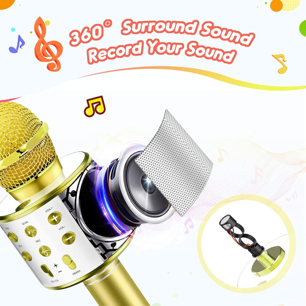 Barnmikrofon, karaoke trådlösa mikrofoner Bluetooth, blå