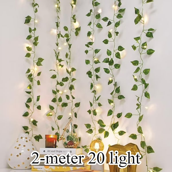 Gardiner med LED-ljusslingor, Kaskadformade Rankor Ljus Utomhus Patio Dekorativa Rattanlampor