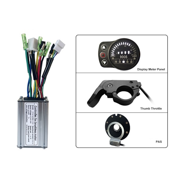 36V 48V 250W Elektrisk Cykel Konverteringskit Motor Controller Tumgas PAS Pedal Assist Sensor Display Meter