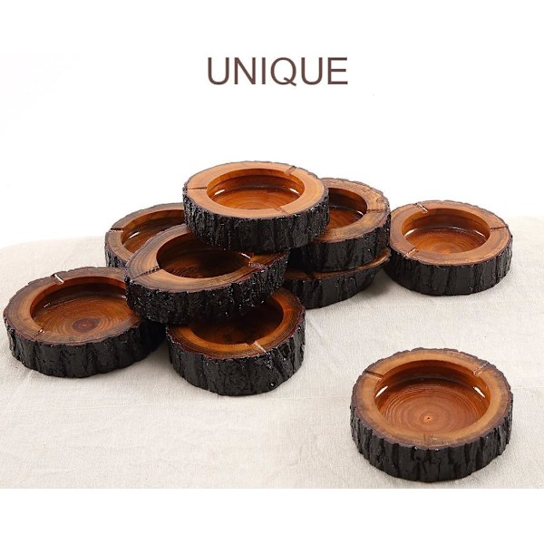 Lyxig Cool Present för Män: Premium Kvalitets Askkopp för Cigarrer, Elegant Konst & Dekoration Trä Cigar Askkopp, Inomhus & Utomhus 14 cm Rund Askfångare