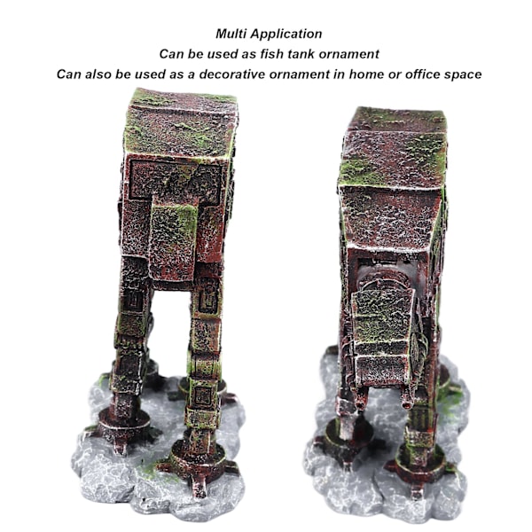 Akvarium Robot Hund Dekoration Harts Stabil Bas Fisktank Gömställe Staty Ornament för Hem S