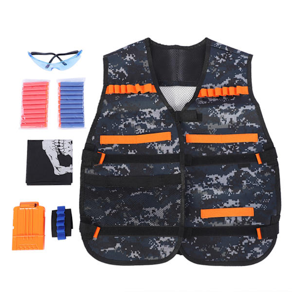 Tjockad barnleksakspistol klämma väst kit väst klämmor mjuka pilar glasögon mask