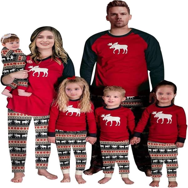 Jul Familj Matchande Sovkläder Pyjamas Set Par Pyjamas