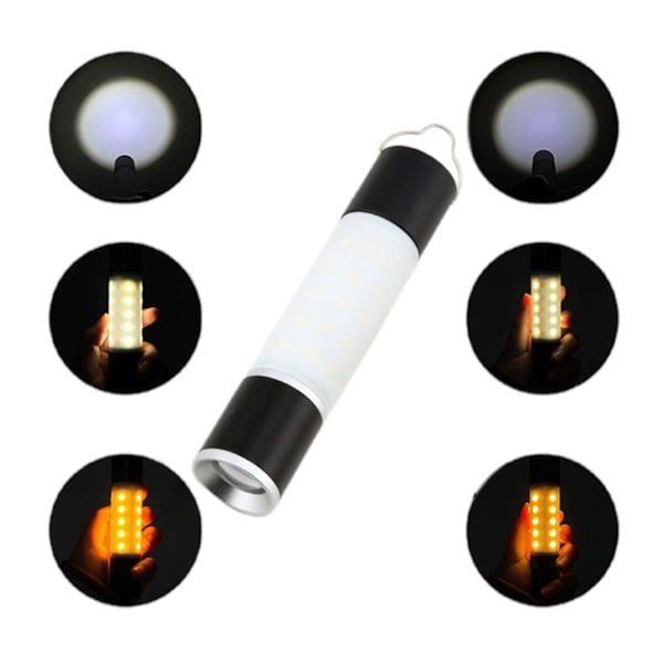Ficklampor USB Uppladdningsbar Bärbar Justerbar Ljusstyrka Långvarig LED Ficklampa för Camping Vandring