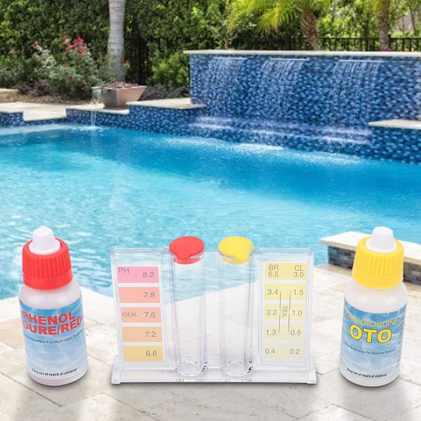 Testkit för poolens pH-värde, testkit för klor i poolen, testkit för vattenkvalitet i poolen, tillbehör till testkit