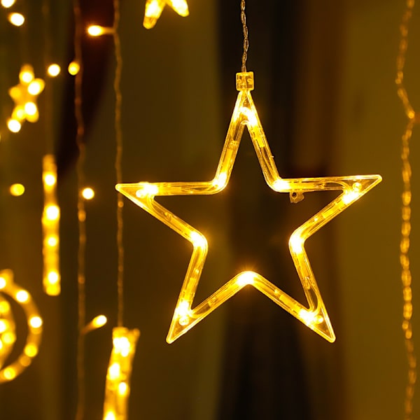 Ljusslinga 12 stjärnor 138 LED väggmontering fest fönster trädgårdsdekoration 2M varmt vitt ljus