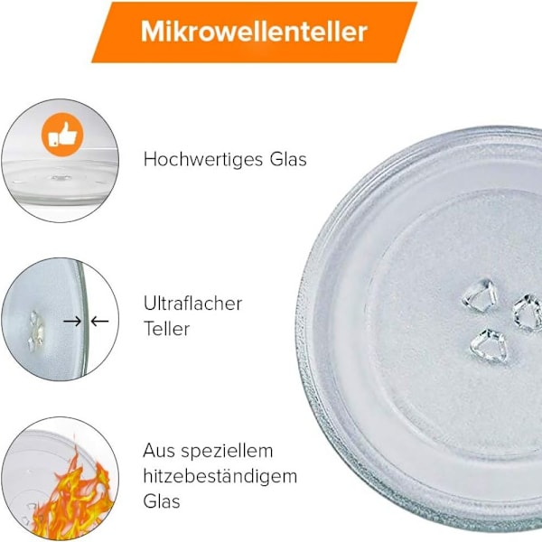Mikrovågsugnsplatta Ersättning, Universell Passform För Vanliga Mikrovågsugnar, Förtjockat 5Mm Värmebeständigt Glas, 24.5Cm Diameter, Robust Hållbarhet, Diskmaskin