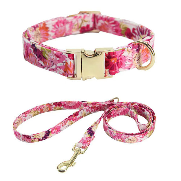 Flickhalsband, söt blommigt hundhalsband med avtagbar rosett