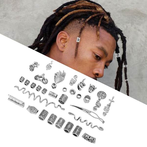 Dreadlocks-pärlor i legering, utsökta hårpärlor, hårslingor med dreadlocks-låsverktyg