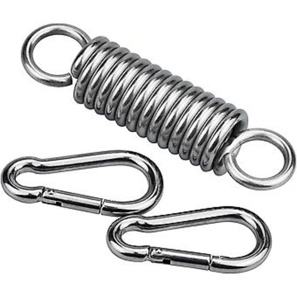 Inntek 3-pack Fjäderkrok, 304 Rostfritt Stål Fjäder för Hängstol, med 2 Tunga Karabiner, Fjäderkrok