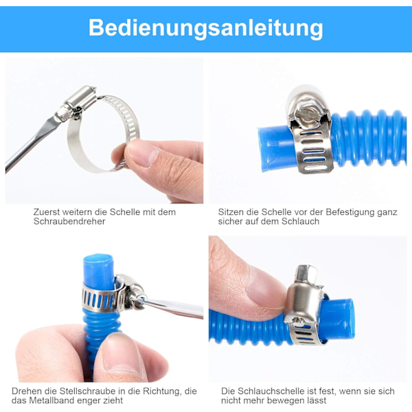 Rostfritt stål enkel öra slangklämma med 6-38mm ringklämma sortiment kit för VVS Auto Användning