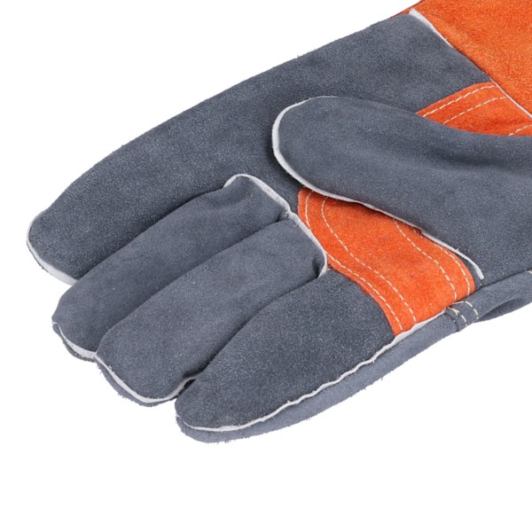 Anti-brännskador Handskar Nötskinn Hög Temperatur och Eldbeständiga Skyddshandskar för Camping Grill Mikrovågsugn(Orange )