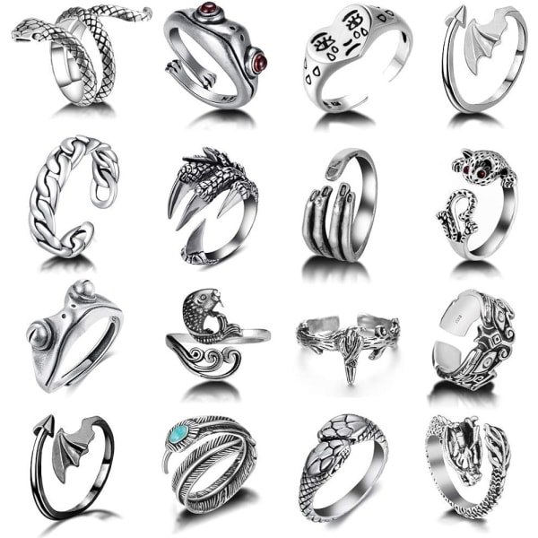 Öppna ringar set knogstackring ormring boho fingerringar för kvinnor män flickor