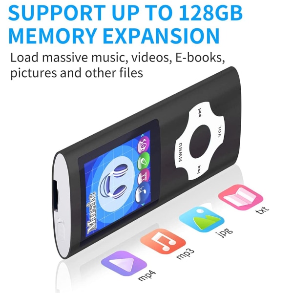MP3-spelare, musikspelare med ett 32 GB minneskort