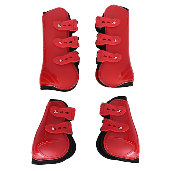 1Set PU Hästbensskydd Hinderr Bensskydd Förtjockade Leggings med Mjukt Foder Röd M