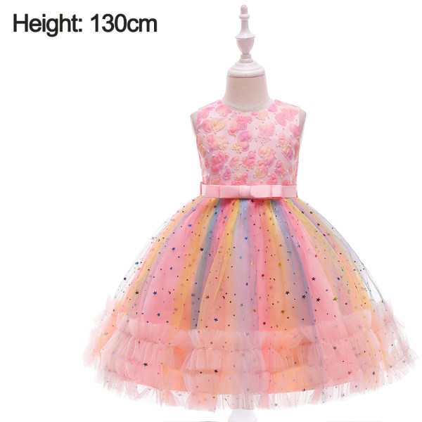 Princess Dress, Toddler Pink Prints Rainbow Ärmlös klänning