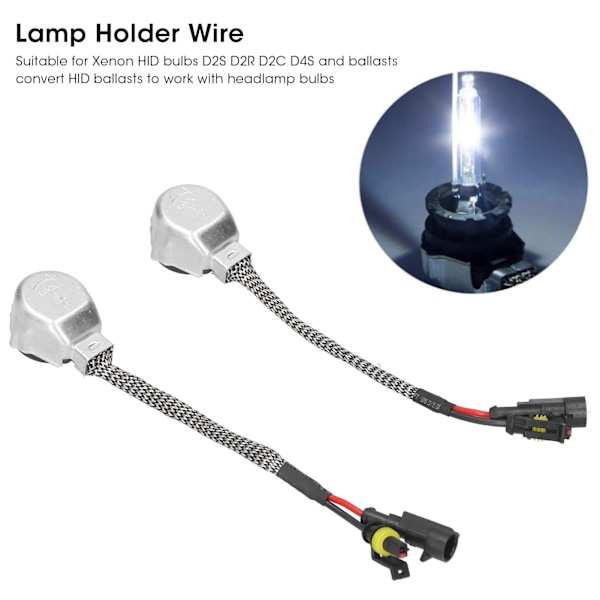 2 st Lamphållaradapterkabel Socket Connector Converter för Xenon HID-lampa D2S/D4S Ballaster