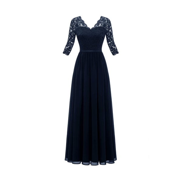 Kvinnors eleganta maxi lång aftonklänning V-ringad bröllopsbrudtärna klänningar