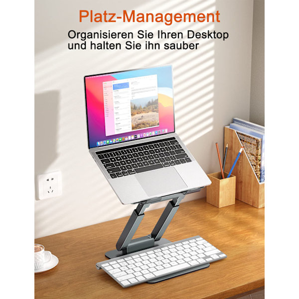 Höjdjusterbart Laptopställ, Ergonomiskt Datorställ, Justerbart Laptopställ, Notebookhållare för Skrivbord, Ståbord Konverterare med MacBook