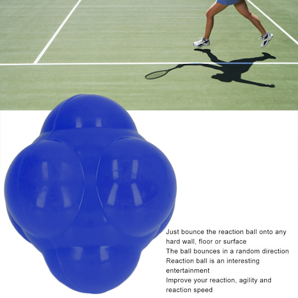 Reaktionsboll i gummi, ljus färg, hexagon, reaktionsboll för att förbättra hand-öga-koordination, smidighet, blå
