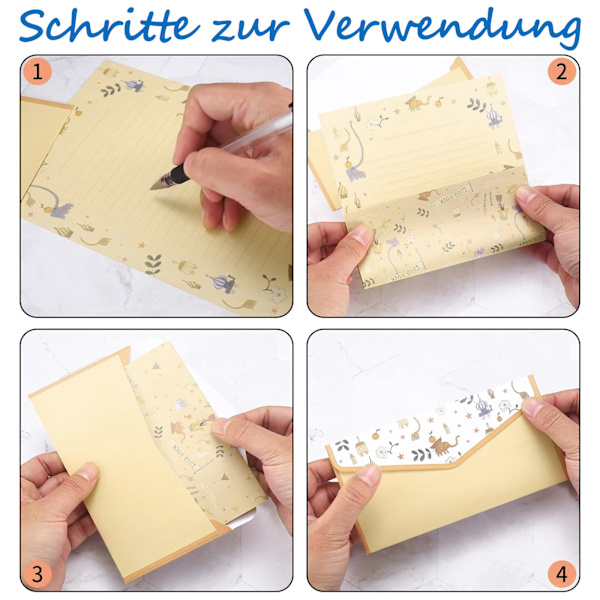 25 set brevpapper med kuvert, utsökt design, naturligt papper, dubbelsidigt blommigt naturligt kvinnobrevset för vuxna
