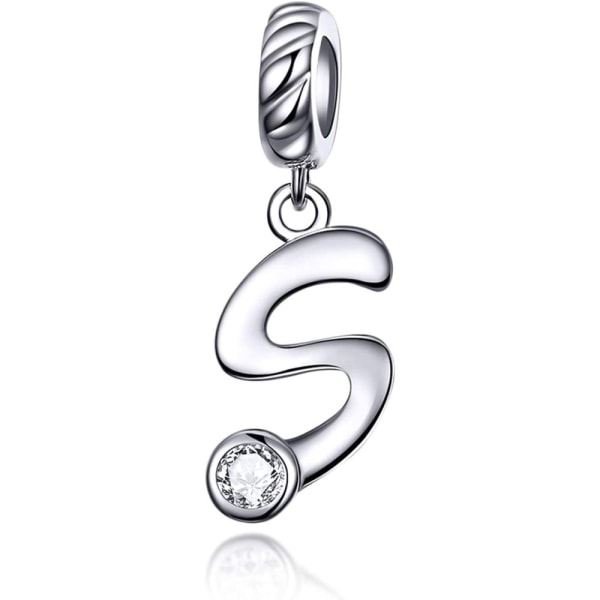 925 Sterling Silver alfabetet Letter Charm Pärlor för Europeiska Charm Armband Halsband
