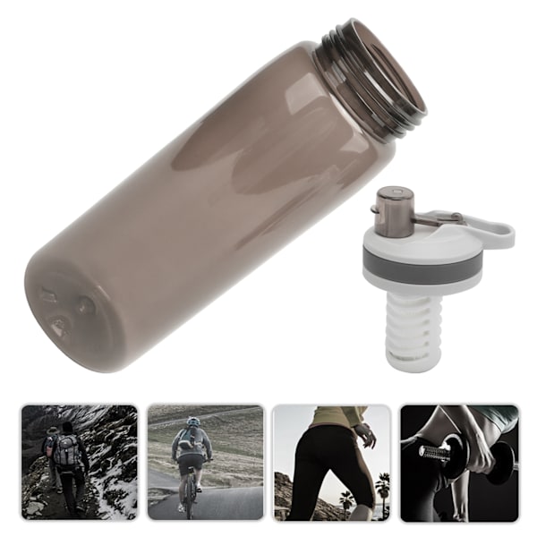 770ml Bärbar Filtrerad Vattenflaska Utomhus Vattenrenare för Camping Vandring Nödsituation Svart