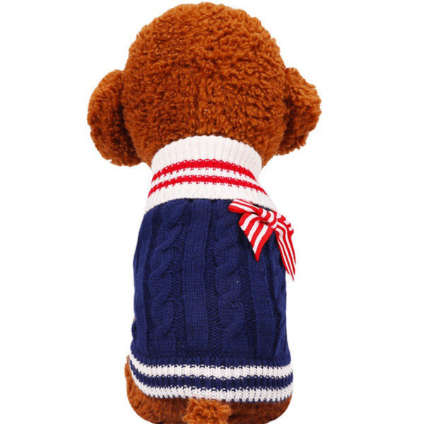 Pet Sweater Hund Blå Marinblå Style Sweater Pet Två Ben Stickad