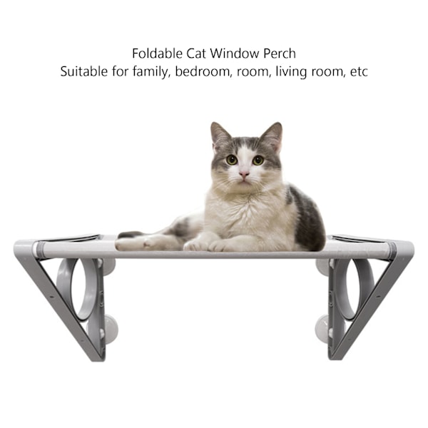 Vikbar Kattfönsterbräda Utrymmesbesparande Solid Ram Hängande Fönster Kattsäng Hängmatta med Sugkoppar för Balkong Stor 64,5x33x33cm/25,4x13x13in