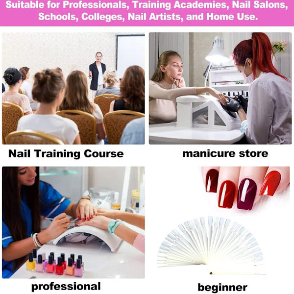 50/set Nagelkonst Tips Toon Övningsstickor Fläktformad Nagellack Stål Nagel Färgprov Nagelkonst Verktyg Tillbehör