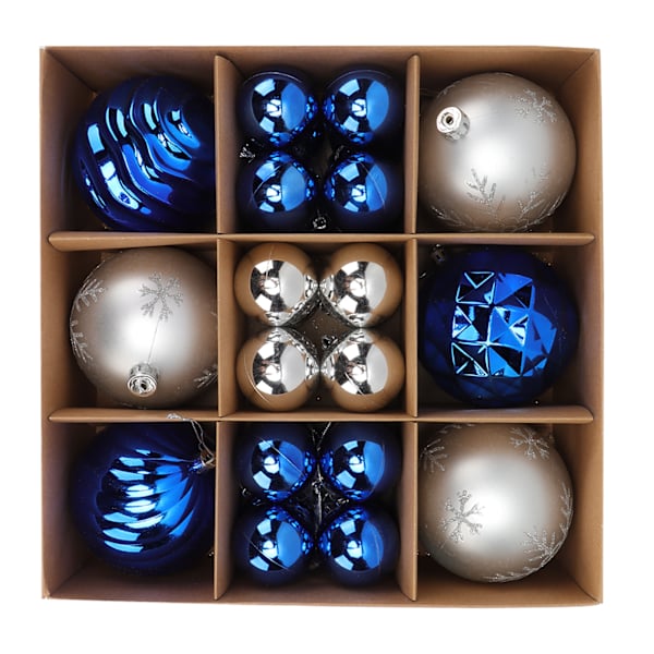 Julgranskula Dekoration Osplitterbar Plast Galvanisering Kulor Ornament Set med Hängare för Julgran 30st Blå