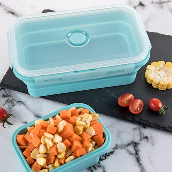 Silikon Lunchlåda Set om 3 1200ml Hopvikbar Stativ Hopvikbar Silikon Matförvaring Behållare Flerfärgad Silikon Mat