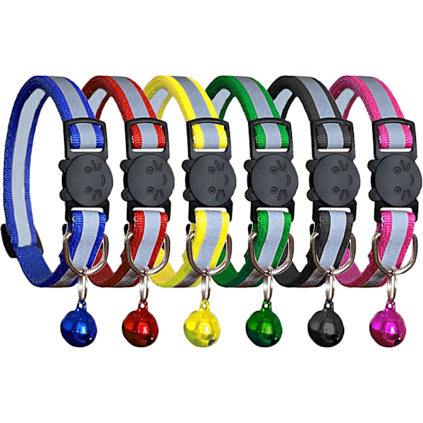 Halsband för katter i nylon, reflexremsa säkerställer synlighet, säkerhetsspänne för oöverträffad säkerhet, din katts nya bästa accessoar (6 färgalternativ)