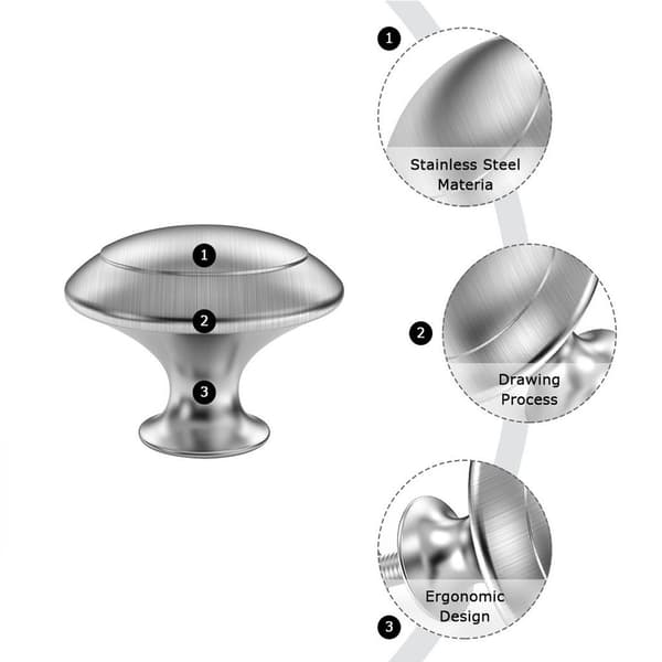 Köksskåpsknoppar, kvalitetsmaterial rostfritt stål solid konstruktion enkel installation för breda applikationer (20-pack)