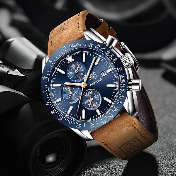 Klockor Herr Analog Quartz Chronograph Herrklockor 30M Vattentät Luminous Date Watch Casual Business Designerklockor Klassisk Elegant